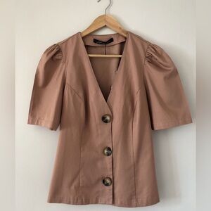 Zara Puff Sleeve Button Down Top sz XS - like new